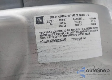 2005 Chevrolet Monte Carlo Ls из США, поврежденный, VIN 2G1WW12EX59232439